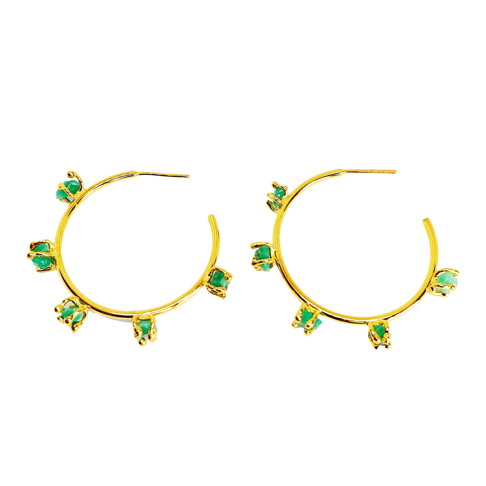 Candongas Glam Con Esmeraldas En Bruto