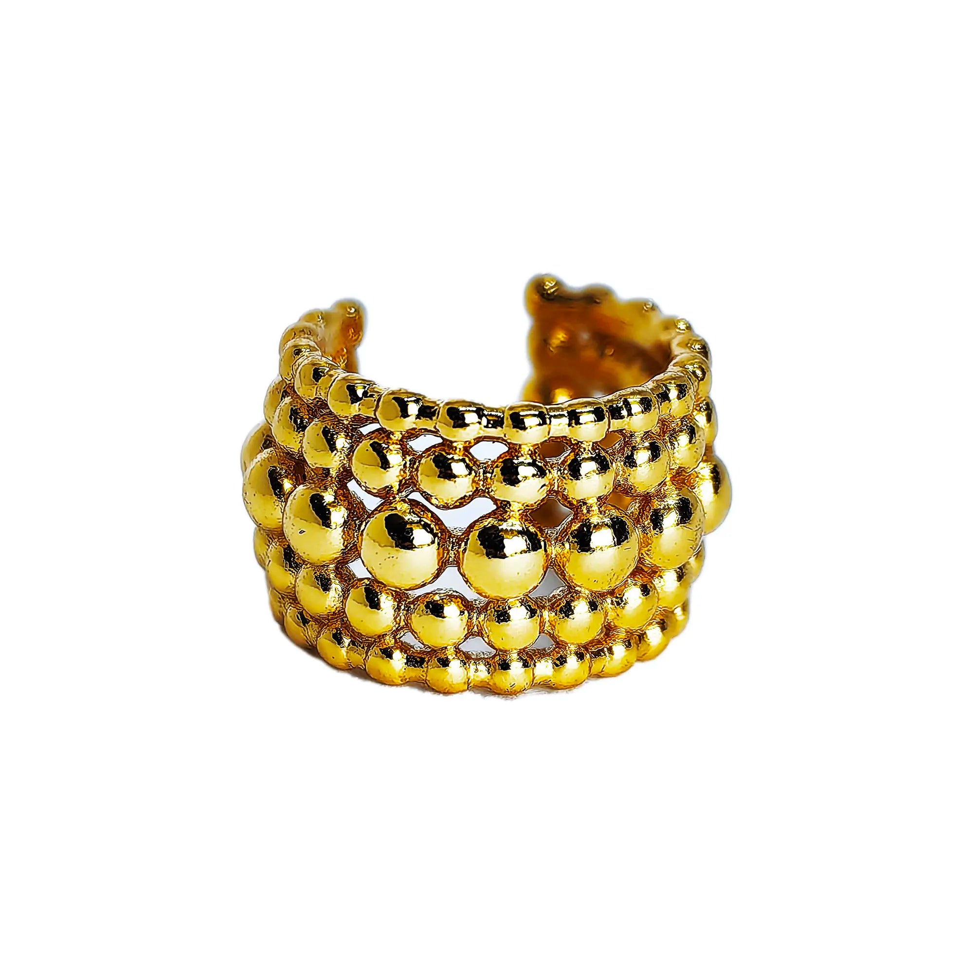 Earcuff Tejido Circular – Textura y Elegancia dorada