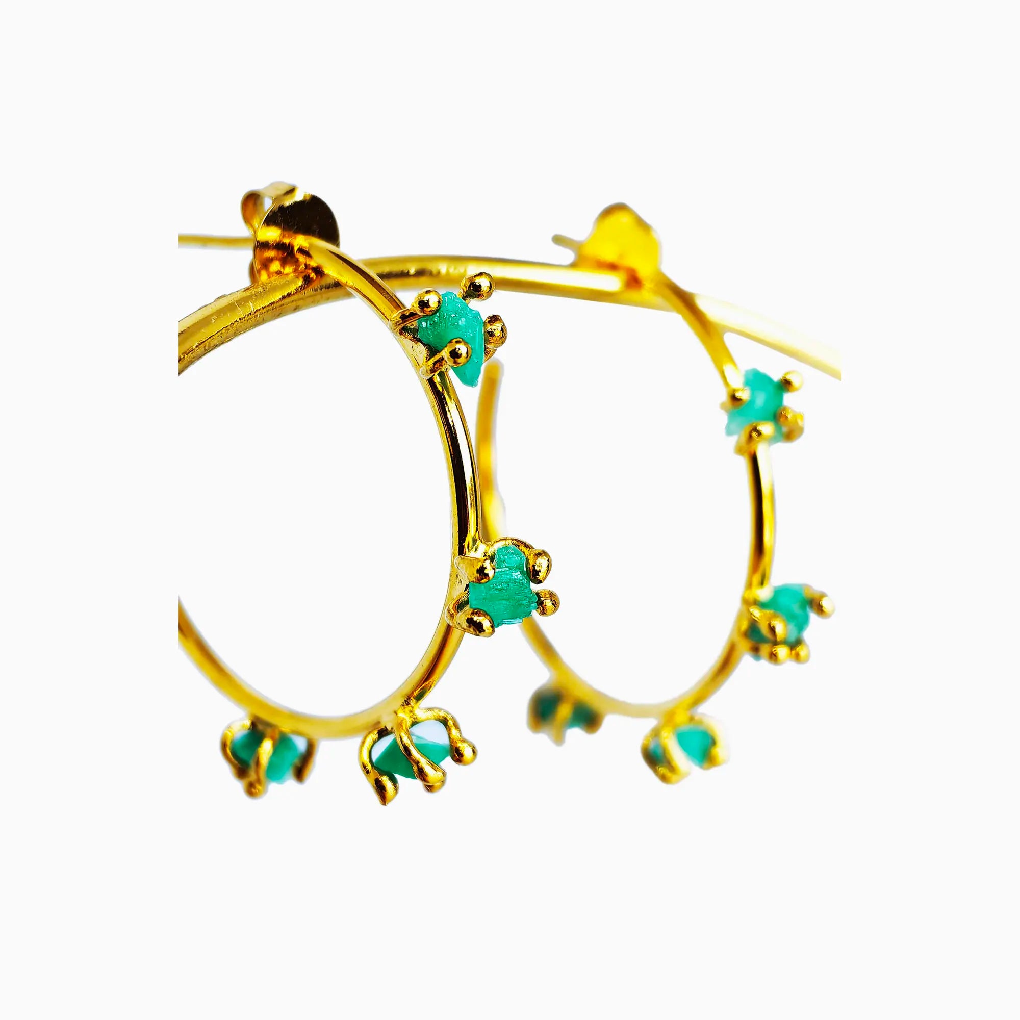 Candongas Glam Con Esmeraldas En Bruto